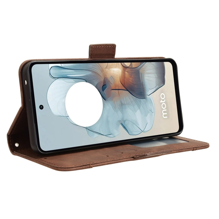 For Motorola Moto G34 5G Skin Feel Calf Texture Card Slots Leather Phone Case(Brown) by buy2fix