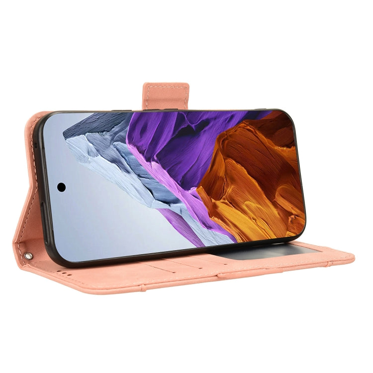For Google Pixel 9 Pro Skin Feel Calf Texture Card Slots Leather Phone Case(Pink) by buy2fix
