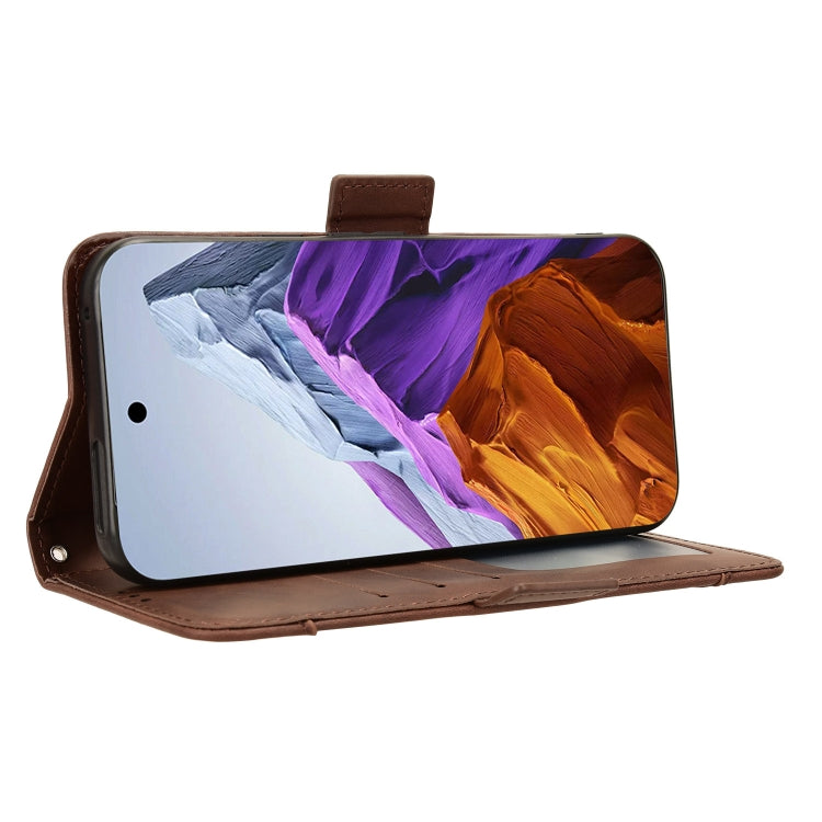 For Google Pixel 9 Pro Skin Feel Calf Texture Card Slots Leather Phone Case(Brown) by buy2fix