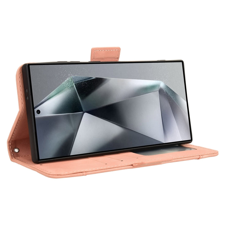 For Samsung Galaxy S24 Ultra 5G Skin Feel Calf Texture Card Slots Leather Phone Case(Pink) by buy2fix