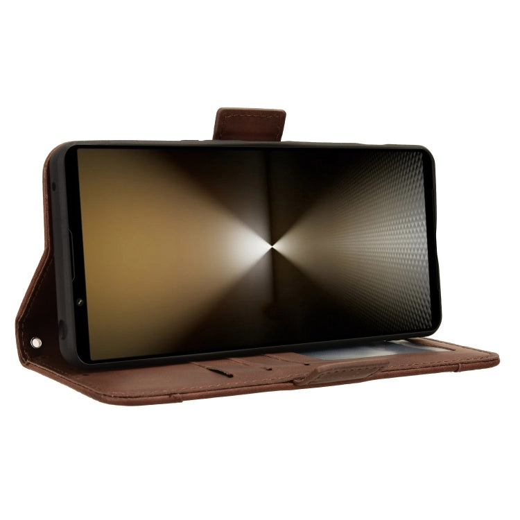 For Sony Xperia 1 VI 2024 Skin Feel Calf Texture Card Slots Leather Phone Case(Brown) by buy2fix
