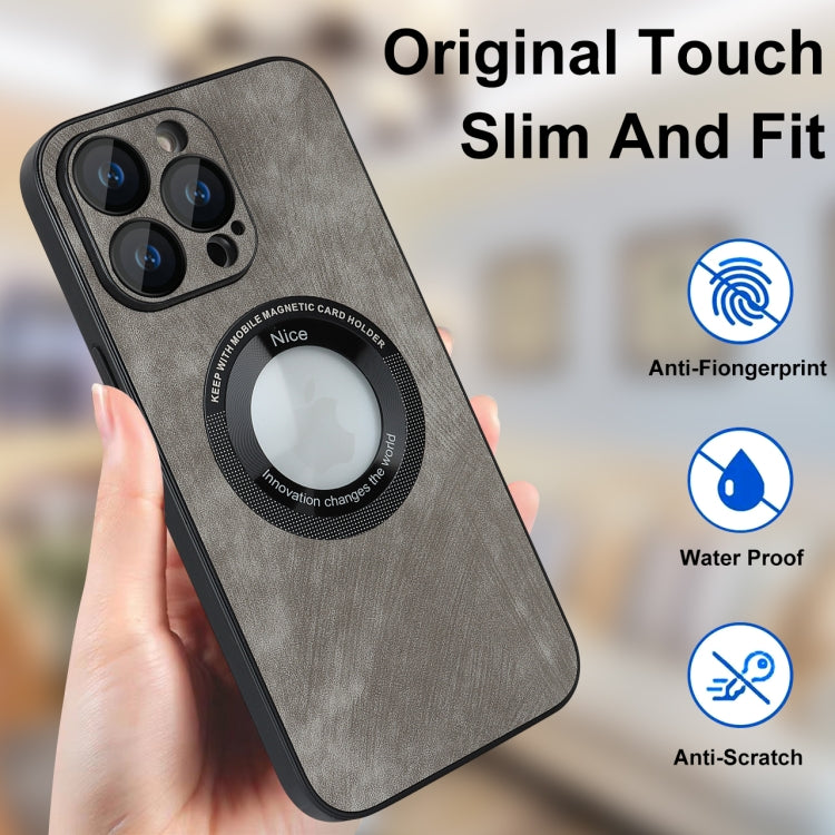 For iPhone 14 Plus Skin Feel Leather MagSafe Magnetic Phone Case(Grey) by buy2fix