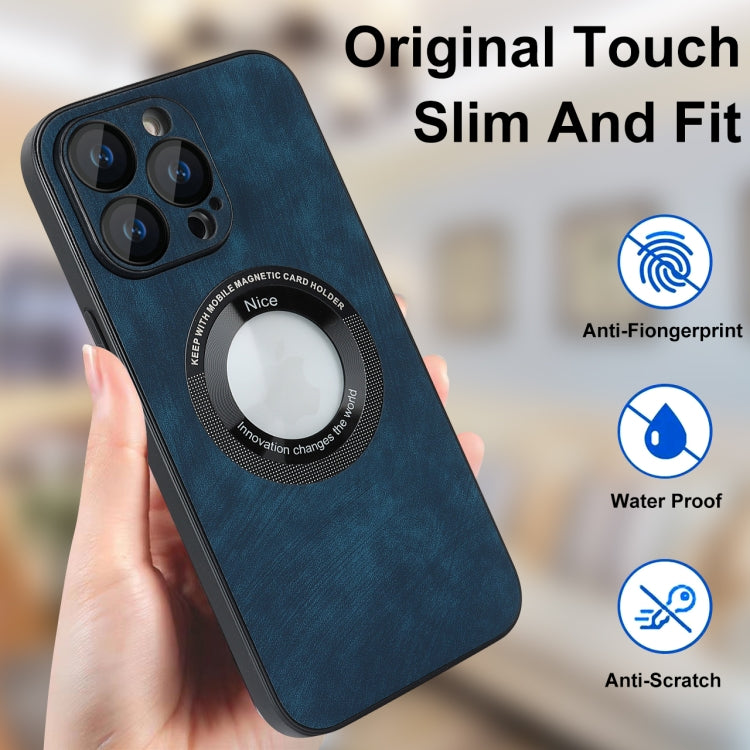For iPhone 14 Pro Skin Feel Leather MagSafe Magnetic Phone Case(Blue) by buy2fix