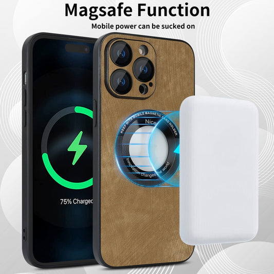 For iPhone 13 Pro Skin Feel Leather MagSafe Magnetic Phone Case(Brown) by buy2fix