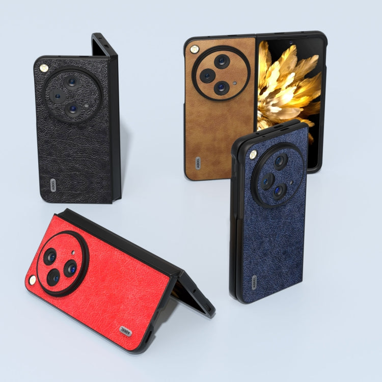 For OPPO Find N3 / OnePlus Open ABEEL Retro Litchi Texture PU Phone Case(Brown) by buy2fix