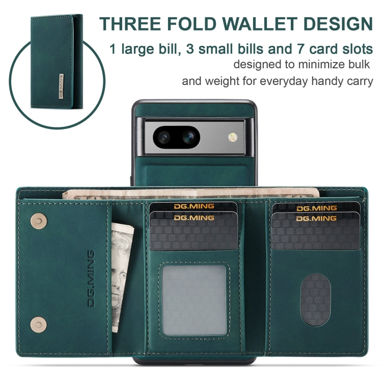 For Google Pixel 7A DG.MING M1 Series 3-Fold Multi Card Wallet + Magnetic Phone Case(Green) - Google Cases by DG.MING | Online Shopping UK | buy2fix
