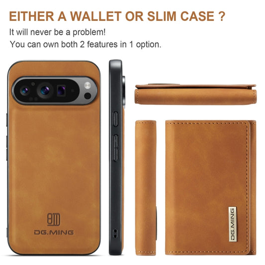 For Google Pixel 9 Pro XL DG.MING M1 Series 3-Fold Multi Card Wallet + Magnetic Phone Case(Brown) by DG.MING