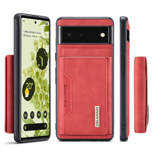 For Google Pixel 6 DG.MING M2 Series 3-Fold Multi Card Bag + Magnetic Phone Case(Red) by DG.MING
