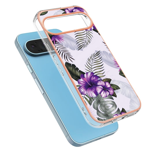 For Google Pixel 9 / 9 Pro Electroplating IMD TPU Phone Case(Purple Flower) by buy2fix