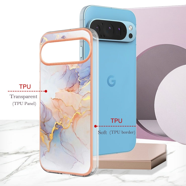 For Google Pixel 9 / 9 Pro Electroplating IMD TPU Phone Case(White Marble) by buy2fix