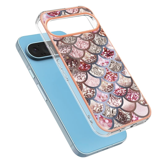 For Google Pixel 9 / 9 Pro Electroplating IMD TPU Phone Case(Pink Scales) by buy2fix
