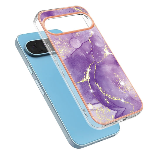 For Google Pixel 9 Pro XL Electroplating Marble Dual-side IMD Phone Case(Purple 002) by buy2fix