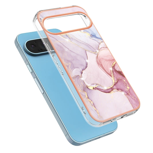 For Google Pixel 9 Pro XL Electroplating Marble Dual-side IMD Phone Case(Rose Gold 005) by buy2fix