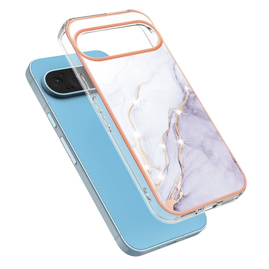 For Google Pixel 9 Pro XL Electroplating Marble Dual-side IMD Phone Case(White 006) by buy2fix