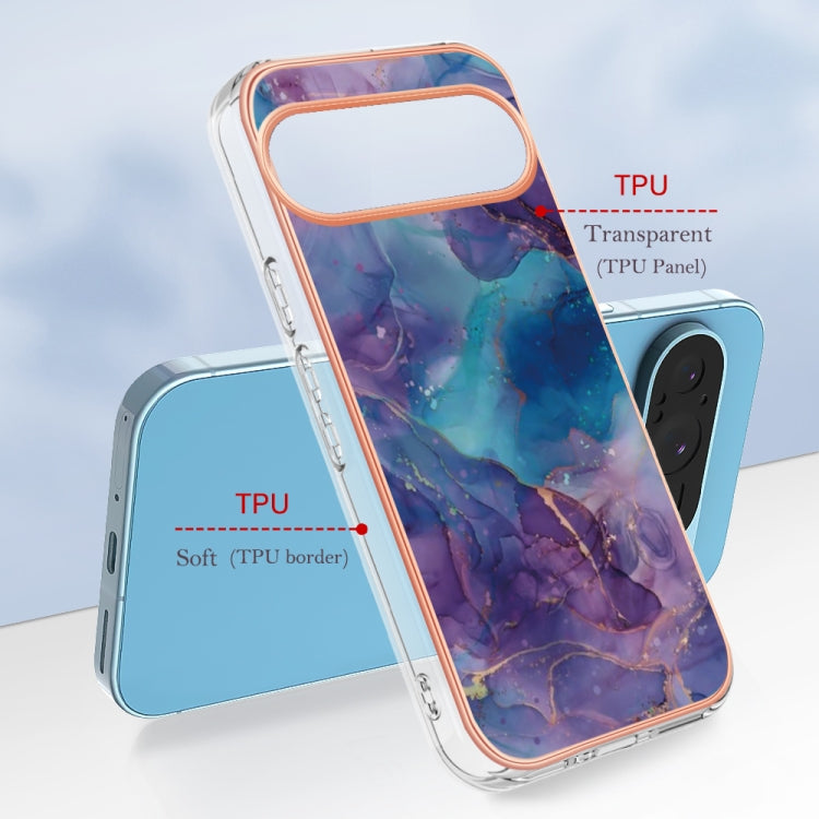 For Google Pixel 9 / 9 Pro Electroplating Marble Dual-side IMD Phone Case(Purple 016) by buy2fix
