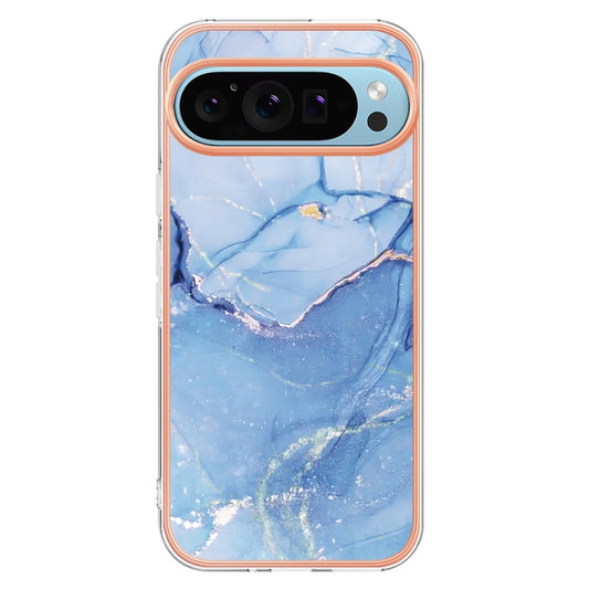 For Google Pixel 9 / 9 Pro Electroplating Marble Dual-side IMD Phone Case(Blue 018) by buy2fix