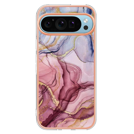 For Google Pixel 9 / 9 Pro Electroplating Marble Dual-side IMD Phone Case(Rose Red 014) by buy2fix