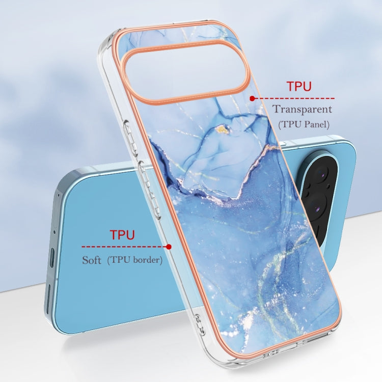 For Google Pixel 9 Pro XL Electroplating Marble Dual-side IMD Phone Case(Blue 018) by buy2fix