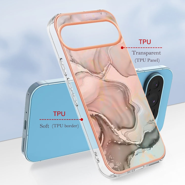 For Google Pixel 9 Pro XL Electroplating Marble Dual-side IMD Phone Case(Rose Gold 015) by buy2fix