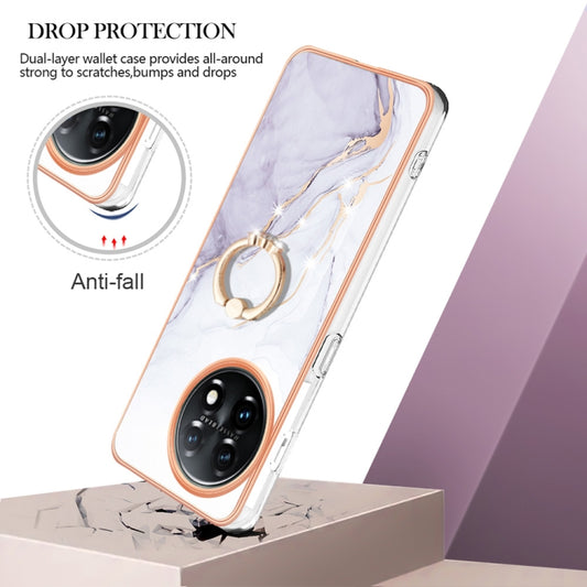 For OnePlus 11 Electroplating Marble IMD TPU Phone Case with Ring Holder(White 006) by buy2fix