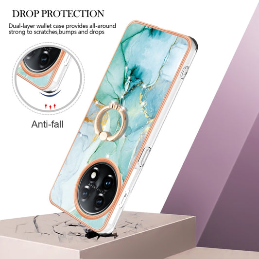 For OnePlus 11 Electroplating Marble IMD TPU Phone Case with Ring Holder(Green 003) by buy2fix