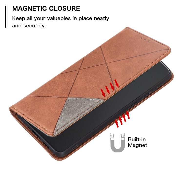 For Xiaomi Redmi Note 13 Pro 4G Global Rhombus Texture Magnetic Leather Phone Case(Brown) by buy2fix