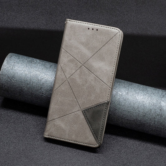 For Xiaomi Poco M6 Pro 4G Rhombus Texture Magnetic Leather Phone Case(Grey) by buy2fix