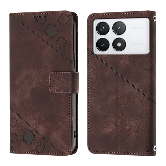 For Xiaomi Redmi K70 / K70 Pro Skin Feel Embossed Leather Phone Case(Brown) by buy2fix