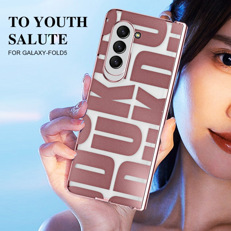 For Samsung Galaxy Z Fold5 Integrated Electroplating Folding Phone Case with Hinge(Rose Gold) - Galaxy Z Fold5 Cases by buy2fix | Online Shopping UK | buy2fix