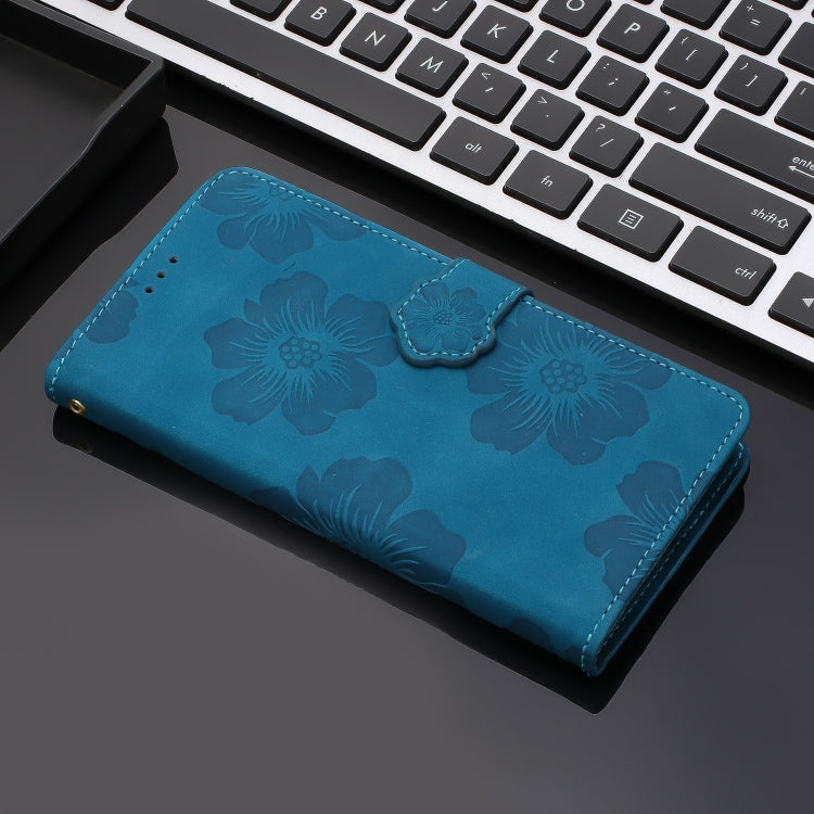 For OPPO A18 Flower Embossing Pattern Leather Phone Case(Blue) by buy2fix