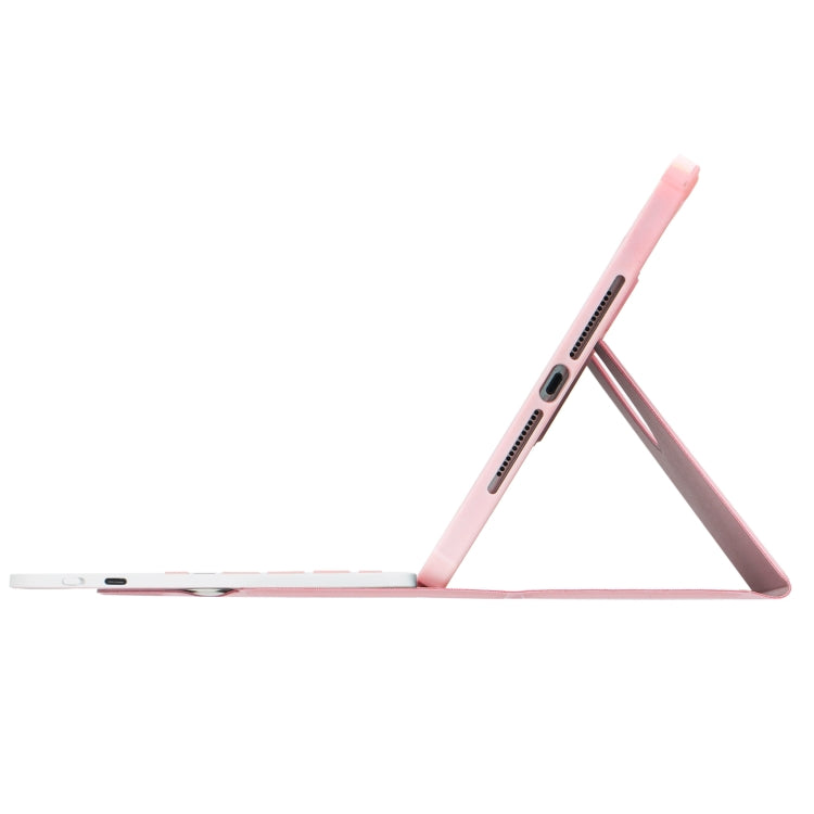 For iPad 11 2025 / 10th Gen 10.9 2022 F10B-A 360 Rotation Acrylic Transparent Bluetooth Keyboard Leather Case With Touch Control(Pink) by buy2fix