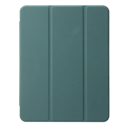For iPad Air 11 2025 / 2024 Clear Acrylic 3-Fold Leather Tablet Case(Dark Green) by buy2fix