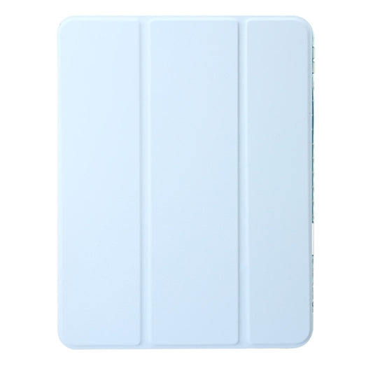 For iPad Air 11 2025 / 2024 Clear Acrylic 3-Fold Leather Tablet Case(Ice Blue) by buy2fix