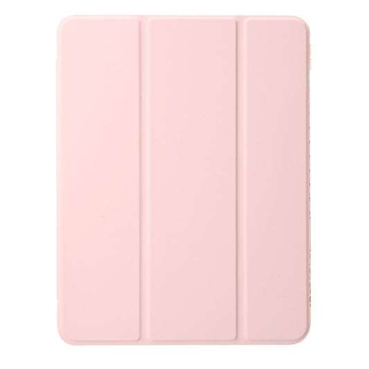 For iPad Air 13 2025 / 2024 Clear Acrylic 3-Fold Leather Tablet Case(Pink) by buy2fix