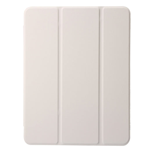 For iPad Air 13 2025 / 2024 Clear Acrylic 3-Fold Leather Tablet Case(Grey) by buy2fix