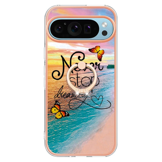 For Google Pixel 9 Pro XL Electroplating IMD TPU Phone Case with Ring(Dream Butterfly) by buy2fix