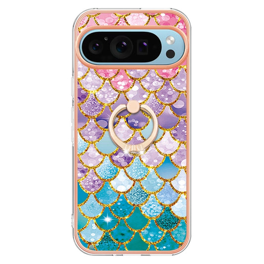 For Google Pixel 9 / 9 Pro Electroplating IMD TPU Phone Case with Ring(Colorful Scales) by buy2fix