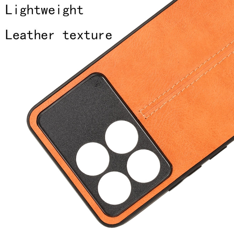 For Xiaomi Redmi K70 / K70 Pro Sewing Cow Pattern Skin PC + PU + TPU Phone Case(Orange) by buy2fix