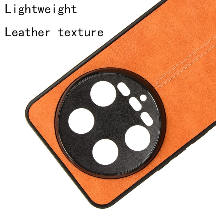 For Xiaomi 14 Ultra Sewing Cow Pattern Skin PC + PU + TPU Phone Case(Orange) by buy2fix