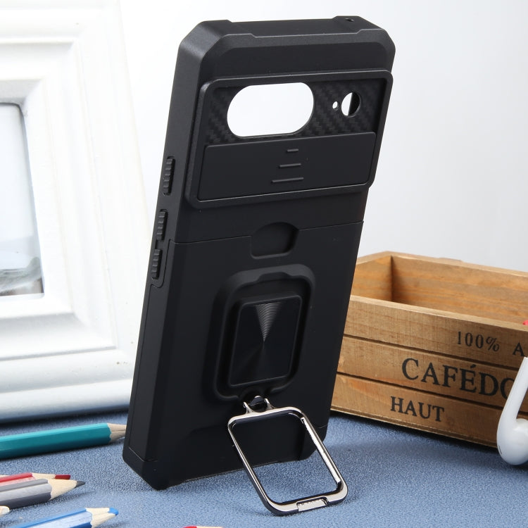 For Google Pixel 8 Camera Shield Card Slot PC+TPU Phone Case(Black) by buy2fix