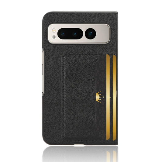 For Google Pixel Fold Litchi Texture Card Slots Back Cover Phone Case(Black) by buy2fix