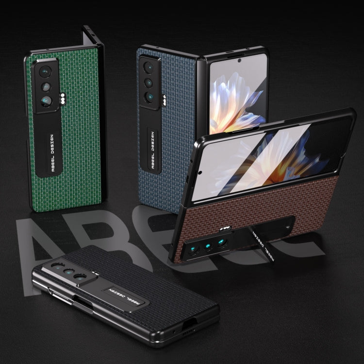 For Honor Magic Vs ABEEL Integrated Genuine Leather Luxury Series Phone Case with Holder(Coffee) - Honor Cases by buy2fix | Online Shopping UK | buy2fix