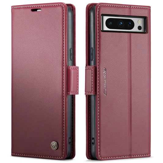 For Google Pixel 8 Pro CaseMe 023 Butterfly Buckle Litchi Texture RFID Anti-theft Leather Phone Case(Wine Red) by CaseMe