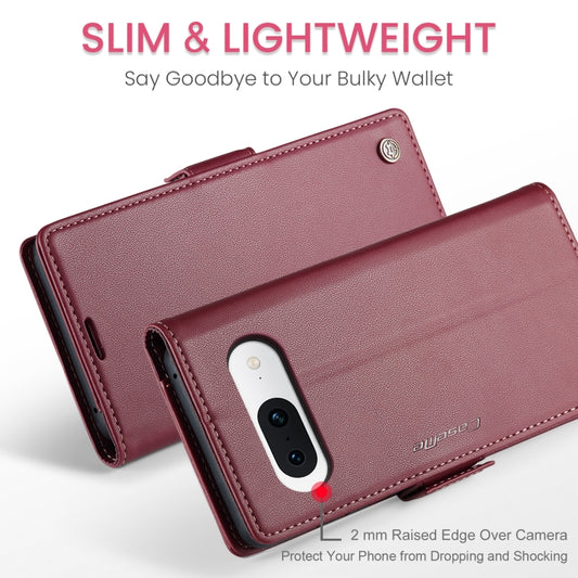 For Google Pixel 8a CaseMe 023 Butterfly Buckle Litchi Texture RFID Anti-theft Leather Phone Case(Wine Red) by CaseMe