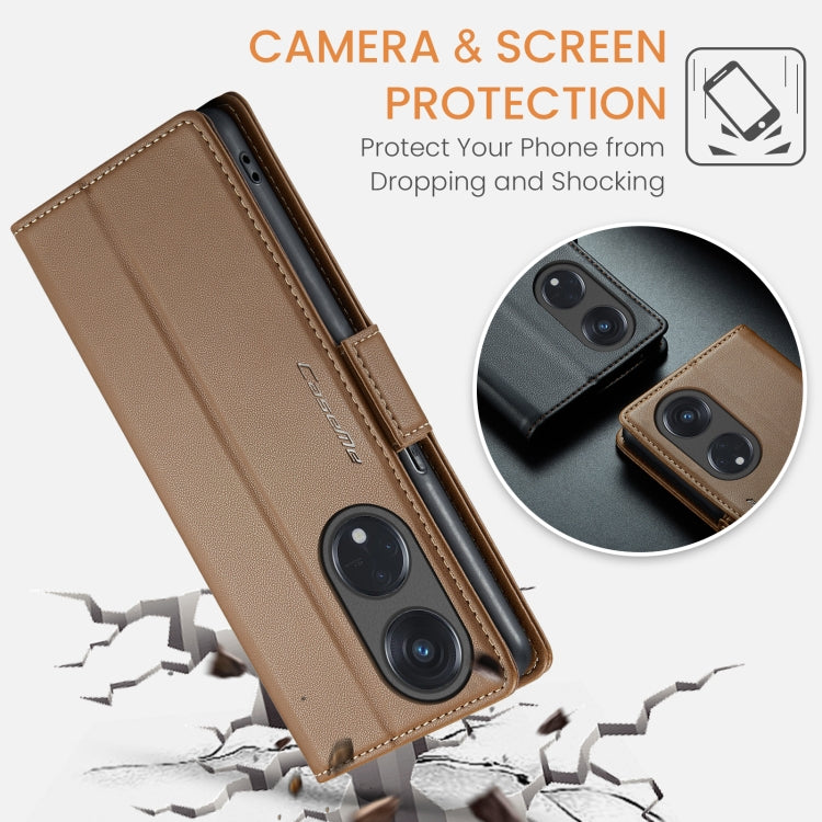 For OPPO Reno8 T 5G/A1 Pro 5G CaseMe 023 Butterfly Buckle Litchi Texture RFID Anti-theft Leather Phone Case(Brown) by CaseMe