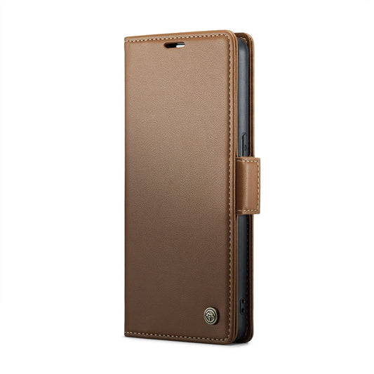 For OPPO Reno8 5G Global CaseMe 023 Butterfly Buckle Litchi Texture RFID Anti-theft Leather Phone Case(Brown) by CaseMe