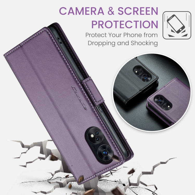 For OPPO Reno8 T 4G CaseMe 023 Butterfly Buckle Litchi Texture RFID Anti-theft Leather Phone Case(Pearly Purple) by CaseMe