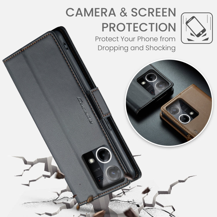For OPPO Reno7 4G Indonesia/F21 Pro 4G/Reno8 4G CaseMe 023 Butterfly Buckle Litchi Texture RFID Anti-theft Leather Phone Case(Black) by CaseMe