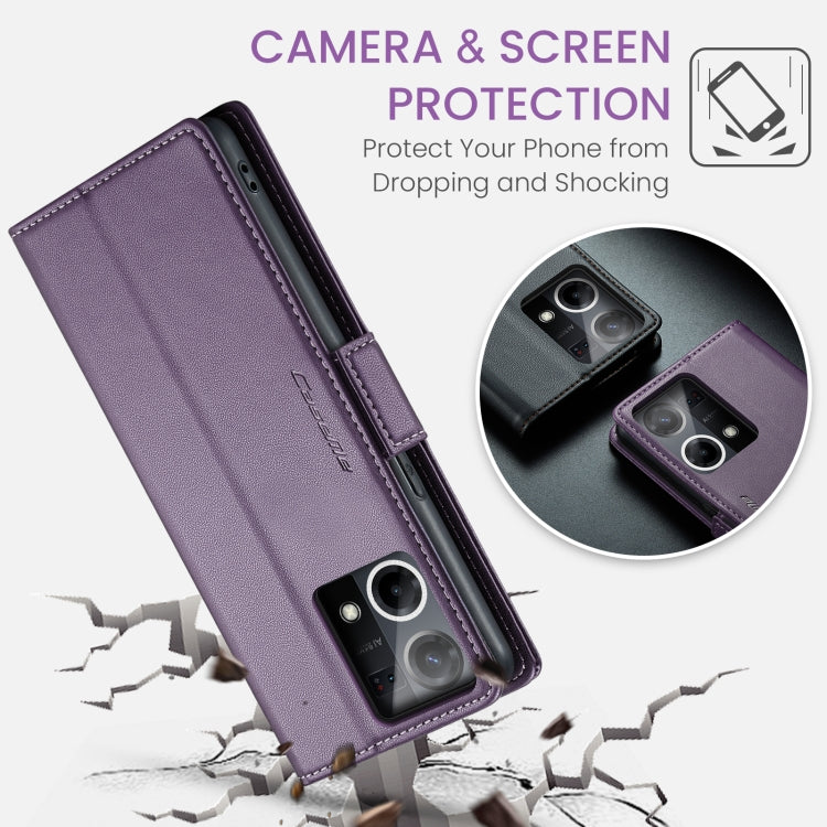 For OPPO Reno7 4G Indonesia/F21 Pro 4G/Reno8 4G CaseMe 023 Butterfly Buckle Litchi Texture RFID Anti-theft Leather Phone Case(Pearly Purple) by CaseMe