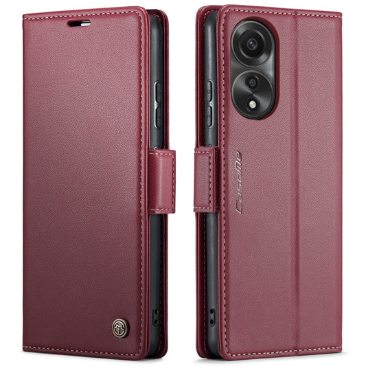 For OPPO A78 4G CaseMe 023 Butterfly Buckle Litchi Texture RFID Anti-theft Leather Phone Case(Wine Red) by CaseMe